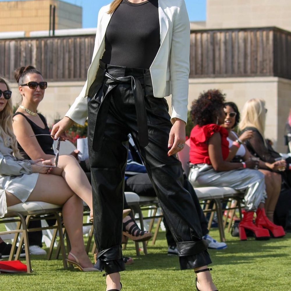 Vegan leather pants w/ ankle ties